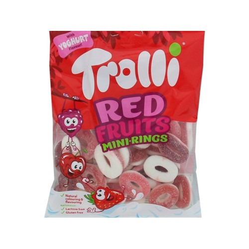 Trolli snoep mini rings rood fruit Zak 200 gram