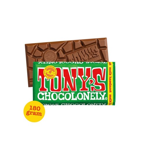 Tony's chocolonely chocolade melk hazelnoot 180 gram