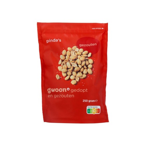 g'woon pinda's gezouten Zak 250 Gram