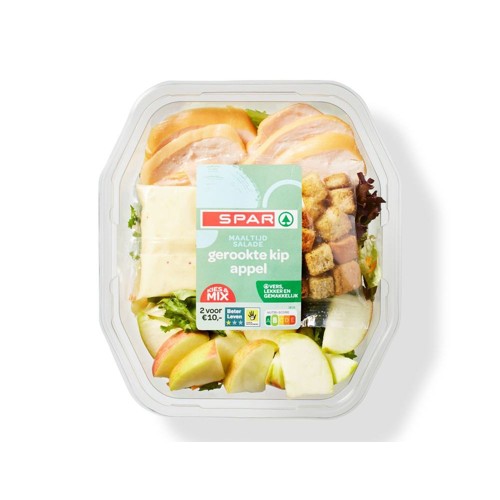 Spar maaltijdsalade gerookte kip appel Bakje 450 Gram