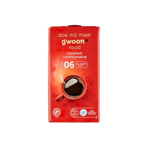 g'woon snelfilterkoffie rood pak 250 gram