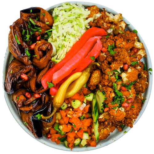 Bloemkool en aubergine plate