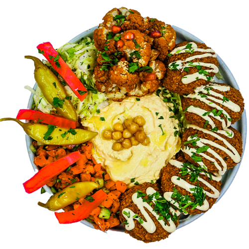 Falafel, hummus en bloemkool plate