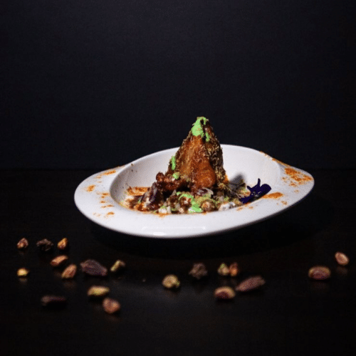 Homemade veg samosa chaat