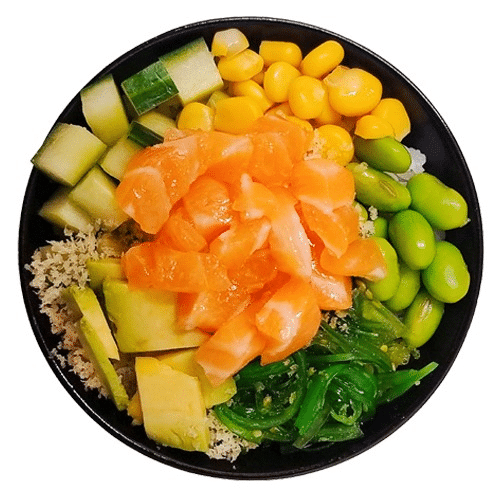 Pokebowl crispy salmon sashimi