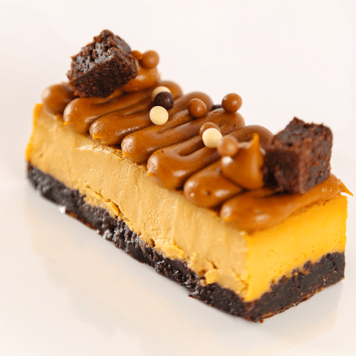 Slice dulce de leche cheesecake