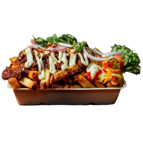 Loaded fries rendang