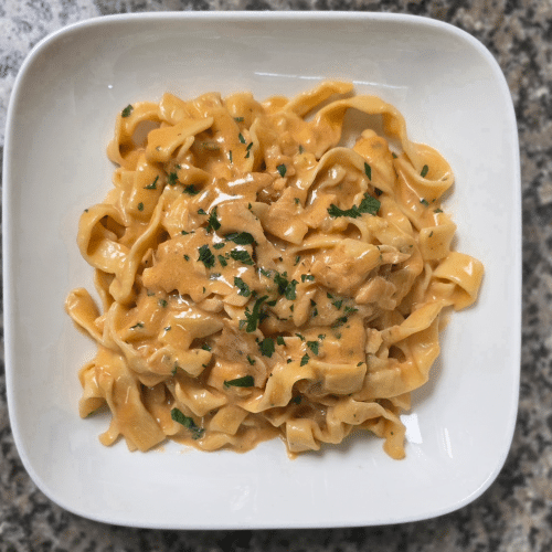 Tagliatelle al salmone (homemade pasta)