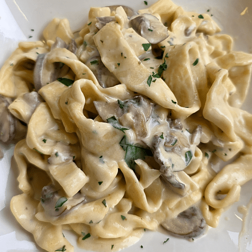 Tagliatelle al tartufo e funghi (homemade pasta)