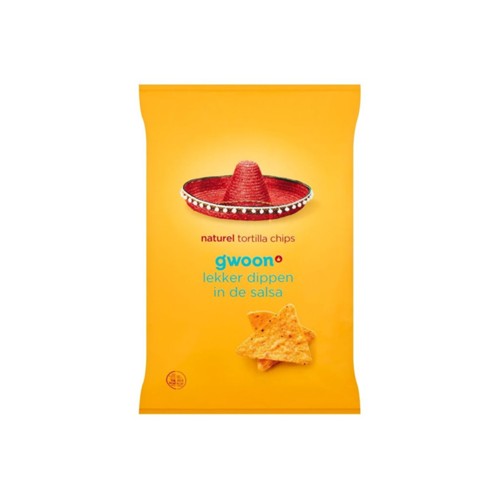 g'woon chips naturel tortilla  Zak 165 Gram