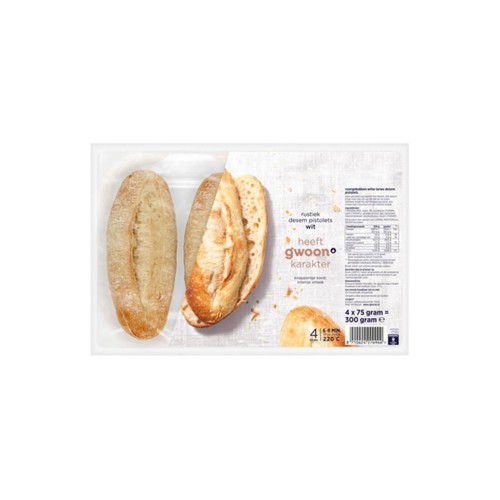 g'woon desem rustiek pistolets wit 4 stuks