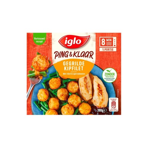 Iglo ping en klaar gegrilde kipfilet 390 gram Diepvries