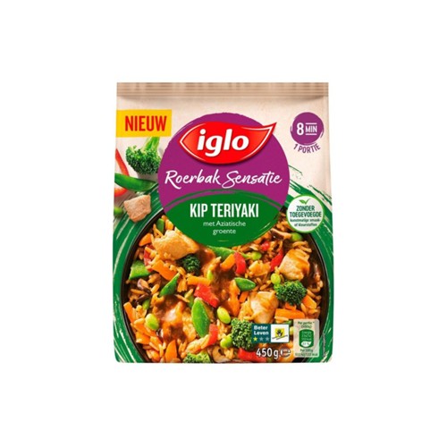 Iglo roerbak sensatie kip teriyaki doos 450 gram