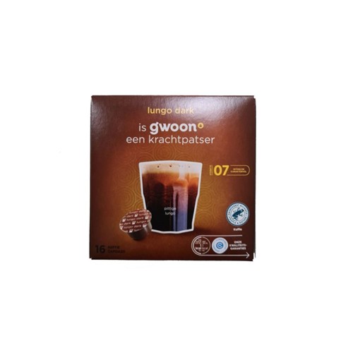 g'woon koffie capsules lungo dark 16 stuks