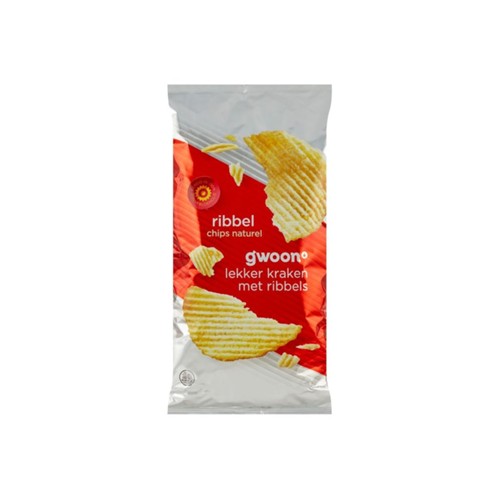 g'woon ribbelchips naturel 250g