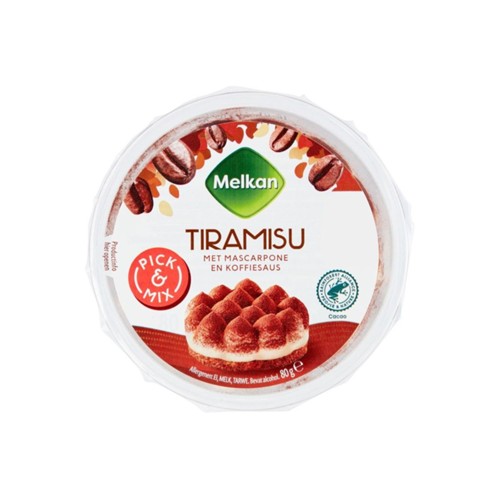 Melkan dessert Tiramisu bakje 80 gram