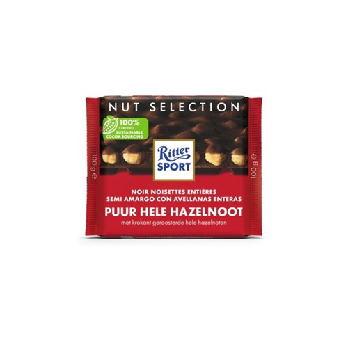 Ritter Sport pure chocolade met hele hazelnoot 100 gram