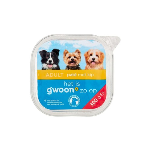 g'woon hondenvoer paté met kip