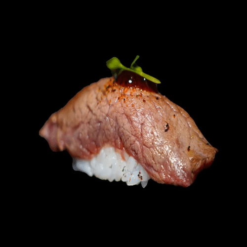 Flamed beef nigiri