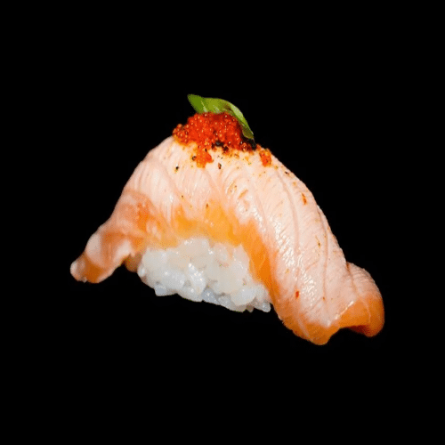 Flamed salmon nigiri