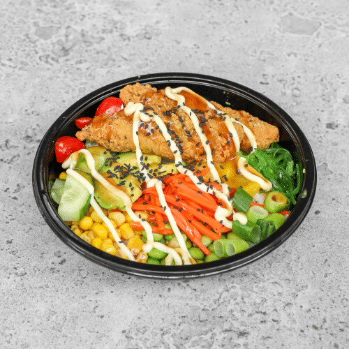 Poké bowl krokante kip