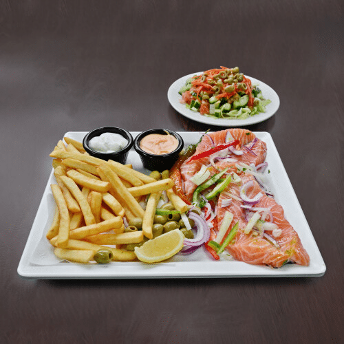 Gegrilde zalm filet schotel