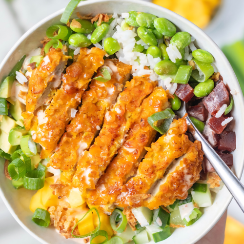 Maaltijdsalade bowl met kipschnitzel