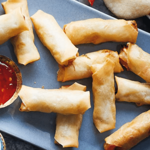 6 vegetarische mini loempia's met chilisaus