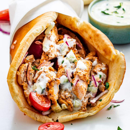 Wrap chicken kebab garlic halal