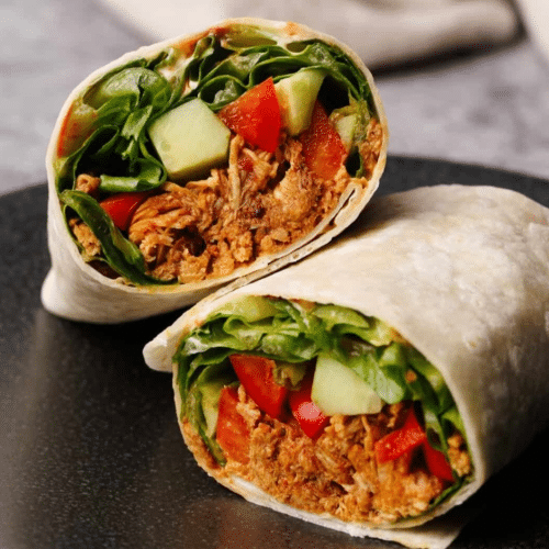 Wrap pulled chicken ketjap
