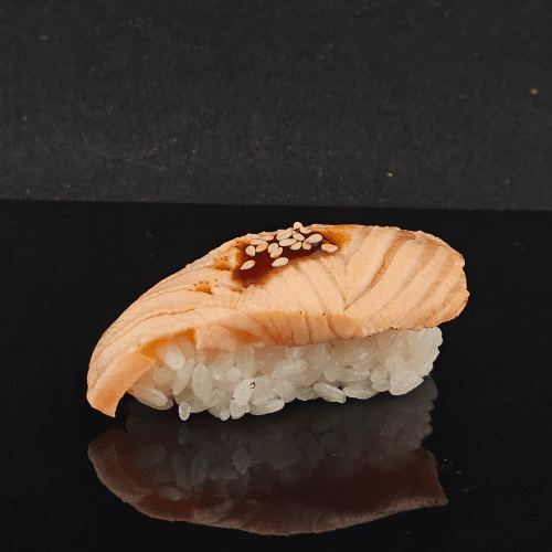 Flamed sake nigiri