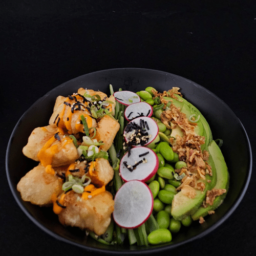 Poké fried salmon