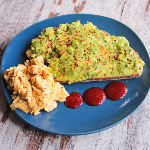 Smashed avocado en ei