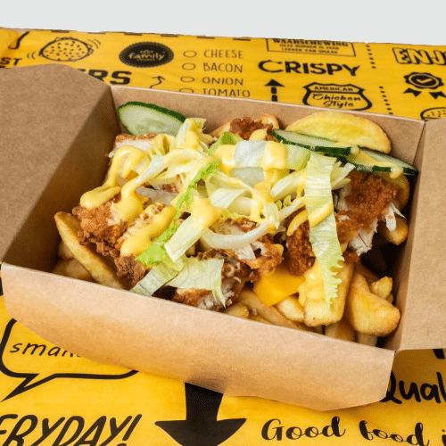 Loaded fries BBQ crispy chicken