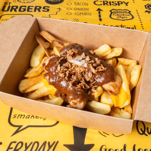 Loaded fries chicken saté