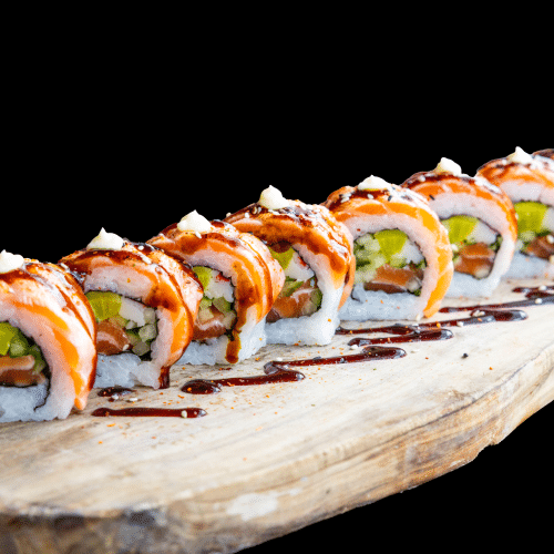 Flambee double salmon roll