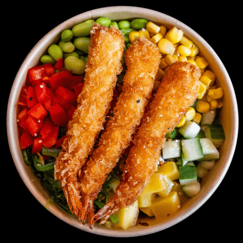 Poké bowl shrimps