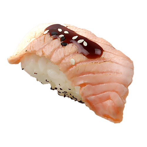 Geflambeerde zalm nigiri