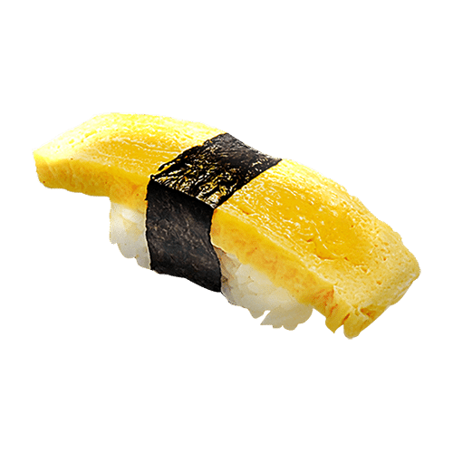 Geflambeerde omelet met rietsuiker nigiri