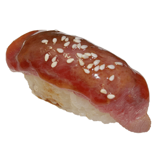 Geflambeerde beef nigiri