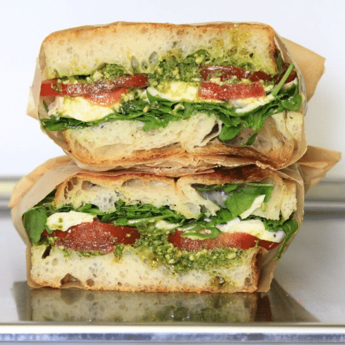 Mozzarella caprese sandwich