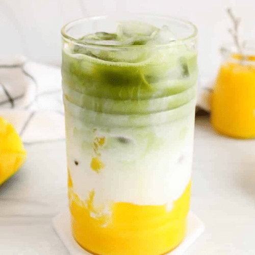 Mango coconut matcha latte
