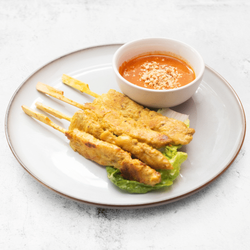 Saté kai met rijst of noodles