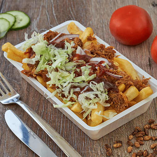 Portie friet pulled pork