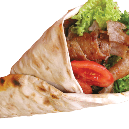 Lahmacun met kaas en döner