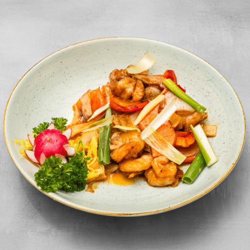 Garnalen met gon-bao saus