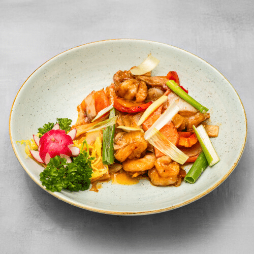 Garnalen met gon-bao saus