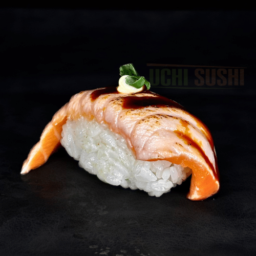 Nigiri flamed sake