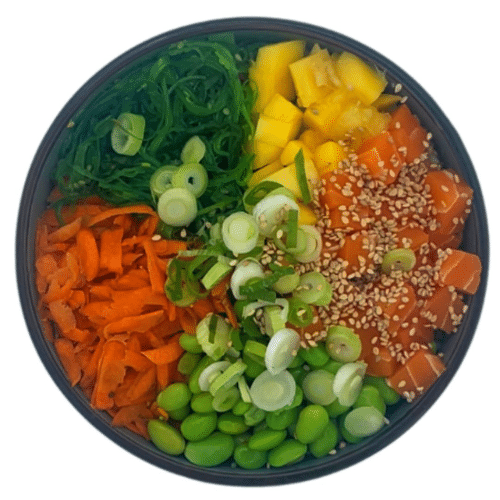 Poké bowl vegan salmon