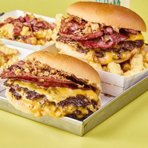 Triple fat juicy burger